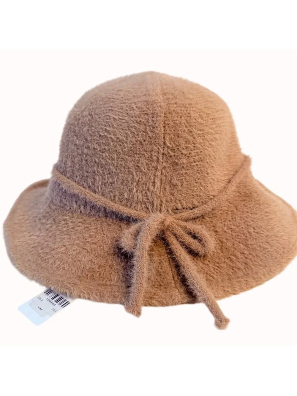 Arianna By Howards Fuzzy Cloche Hat Camel Brown Bow Winter Fall Cozy Boutique